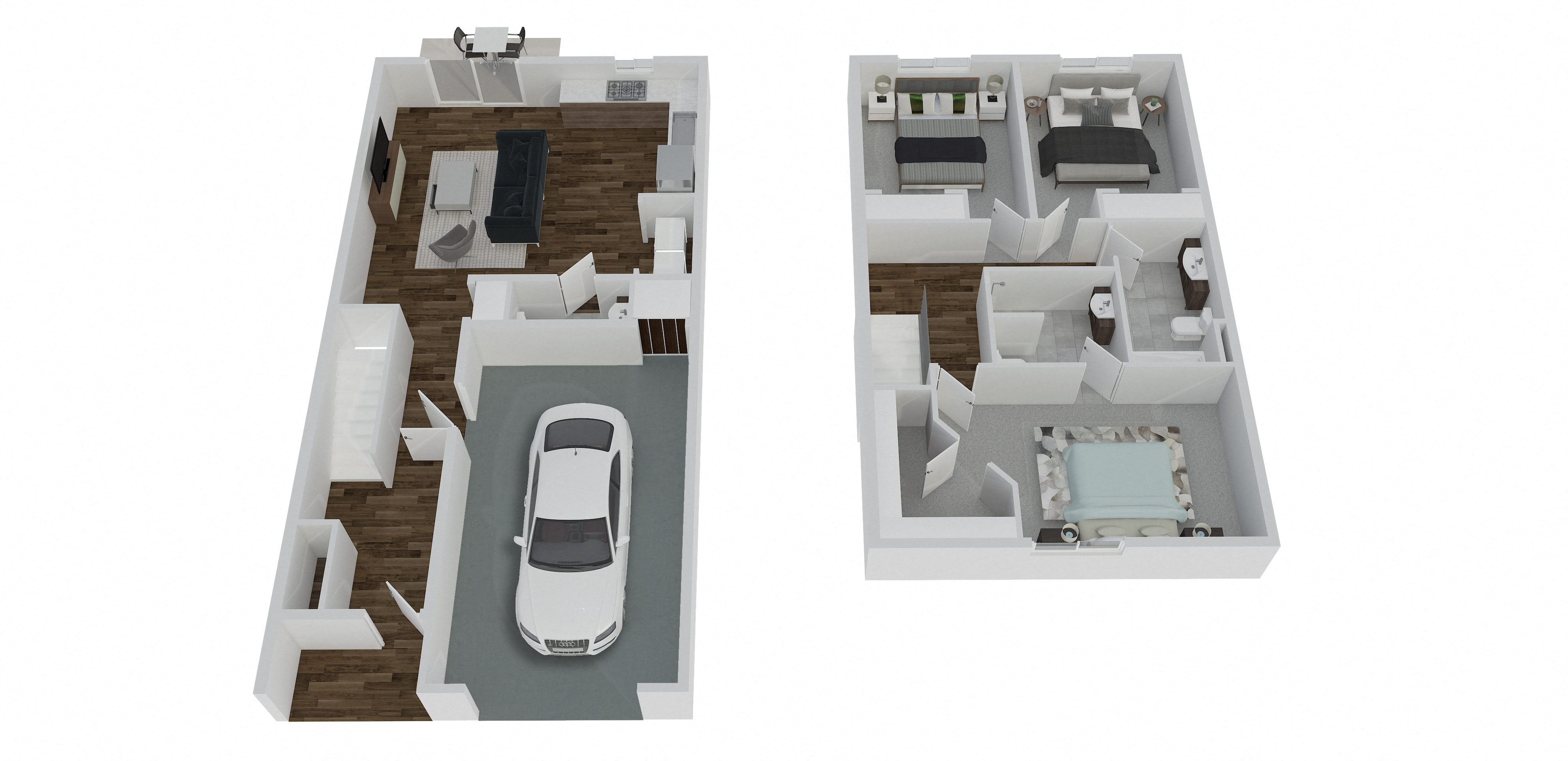 Floor plan for 3 beds, 2 baths, 1418 sqft